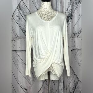 Express Twist Front Long Sleeve Top Cream XS